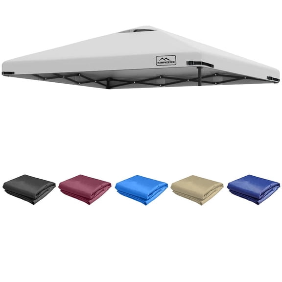 KAMPKEEPER 10x10 Pop Up Canopy Tent Top Replacement Cover Roof with Air Vent, Polyester UV 30 Waterproof for Outdoor Garden Patio Pavilion Sun Shade(Top Only) (White)