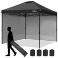 thumbnail image 1 of KAMPKEEPER 10x10 Pop Up Canopy Tent with 2 Sidewalls, Portable Outdoor Sun Shade, Black, 1 of 8