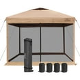 thumbnail image 1 of KAMPKEEPER 10x10 Pop Up Canopy Tent with Netting, Portable Outdoor Sun Shade, Khaki, 1 of 6