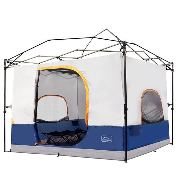 KAMPKEEPER Camping Inner Tent for Pop Up Canopy, Converts 10'x10' Straight Leg Canopy into Camping Tent–Fully Vented Roof(Top & Frame NOT Included), Navy Blue