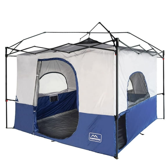 KAMPKEEPER Camping Inner Tent for Pop Up Canopy Tent, Converts 10'x10' Straight Leg Canopy into Camping Tent, with 1 Dog Hole–Fully Vented Roof(Canopy & Frame NOT Included), Navy Blue