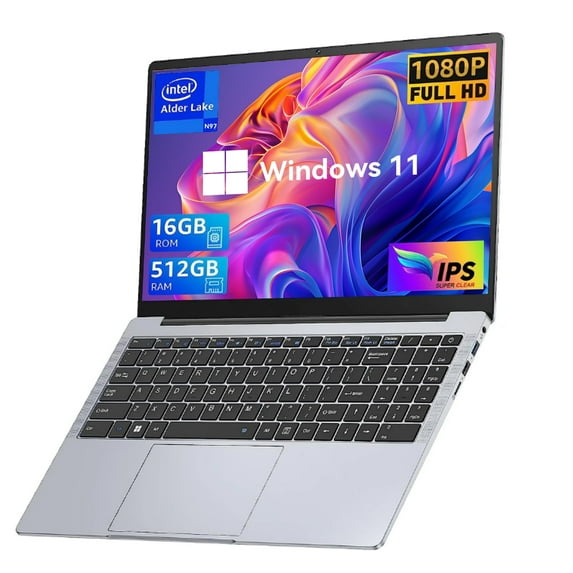 KAMRUI Laptop 15.6 FHD 16GB 512GB Intel Quad-Core 12th Alder Lake N97 with Windows 11 Pro