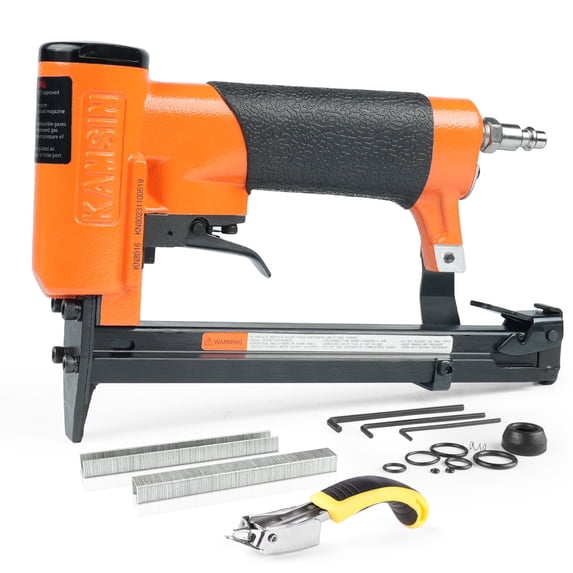 KAMSIN KN8016S Pneumatic Continuous Firing Mode Upholstery Stapler with 21 gauge 1/2"Crown Fine Wire Staples