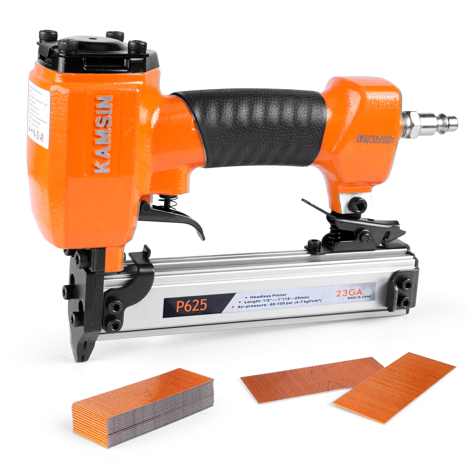 KAMSIN Pneumatic Brad Nailer P625 23Gauge Crown Stapler with 10000PCS/BOX 20mm Pin Nails