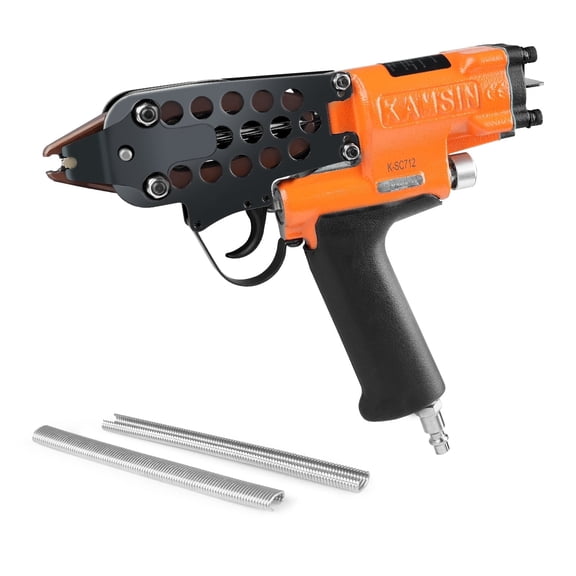 KAMSIN Pneumatic Hog Ring Gun, 11/32" Inner Crown, 1.7-2.0mm Closure, Heavy Duty C-Ring Tool for Wire Cage, Fencing, Upholstery