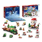 KAMUGO Advent Calendar Christmas Building Set , 12 Days Countdown Toys for Kids , 6 in 1 Santa Claus and Christmas Train Building Blocks Toy