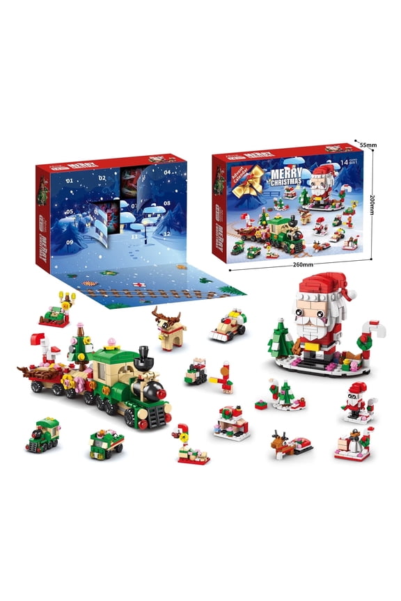 Advent Calendar Christmas Building Set , 12 Days Countdown Toys for Kids , 6 in 1 Santa Claus and Christmas Train Building Blocks Toy