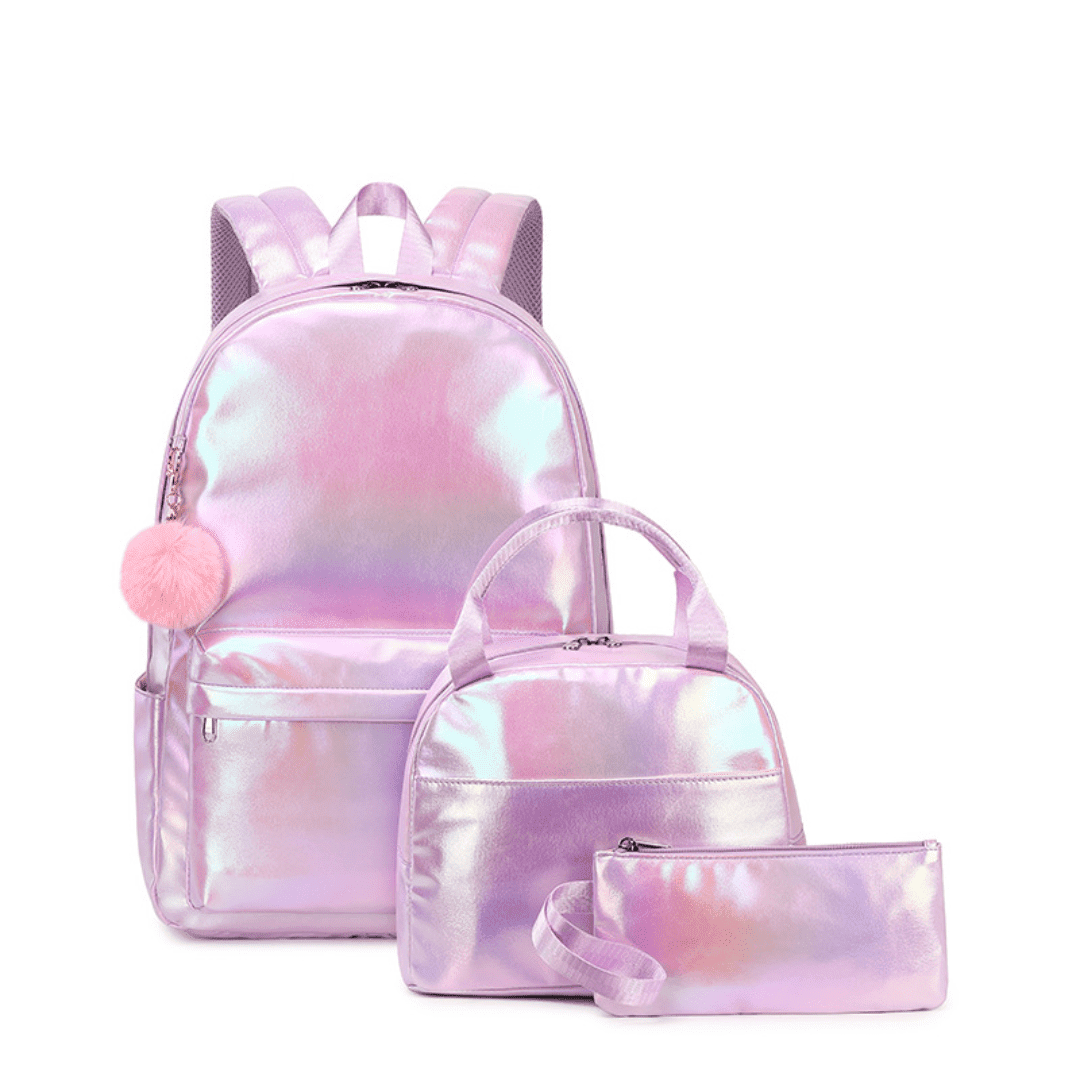 KAMUGO Backpacks for Girls with Lunch Bag & Pencil Case,Ergonomic School Backpacks (Purple)