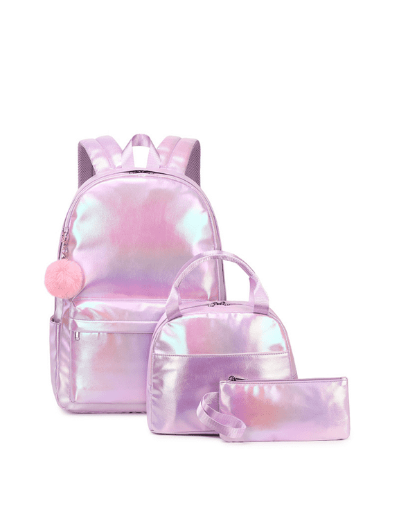 Backpacks for Girls with Lunch Bag & Pencil Case,Ergonomic School Backpacks (Purple)