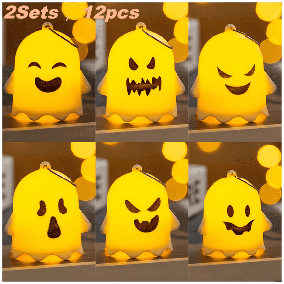 KAMUGO Halloween Decoration LED Ghost lanterns 12 PackGhosts Decor Candles Lights Halloween Jack o lantern
