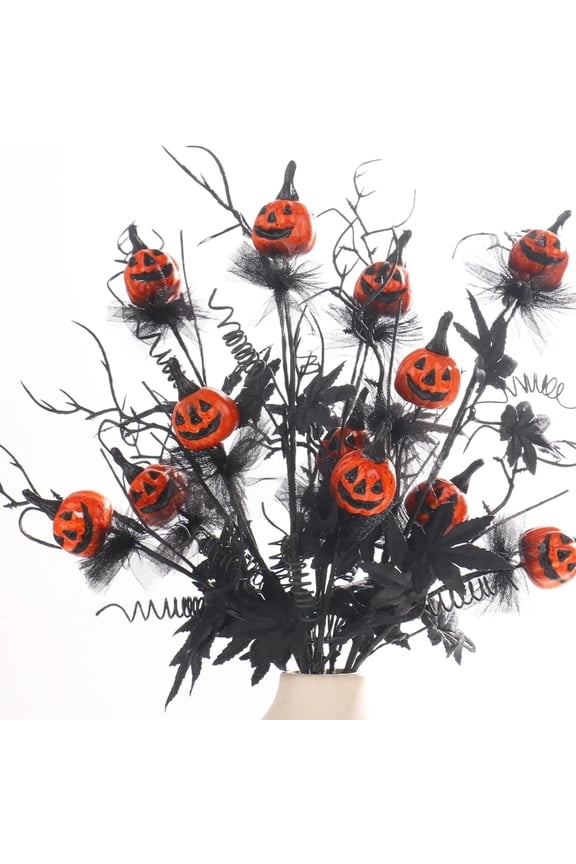 Halloween Artificial Flowers 5PCS, 18.5Inch Fall Flowers Artificial Pumpkin for Halloween Decorations