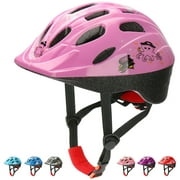 KAMUGO Helmets for Kids ,Toddler Cartoon Helmet for Girls , Adjustable Skating Scooter Kids Bike Helmet - Dark Pink