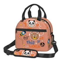 KAMUGO Insulated Lunch Bag for Kids, Cute Bear Fresh Lunch Tote Bag with Shoulder Strap