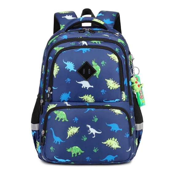 KAMUGO Kids Backpack for Boys Funny Dinosaur Bookbag, Lightweight Water Resistant Elementary School Backpacks, Blue