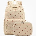 thumbnail image 1 of KAMUGO School Backpack Set for Kid Teen Girls,Elementary Grade 1-4 School Bookbags with Lunch Bag,Corduroy Lightweight College Daypack Beige Strawberry, 1 of 7