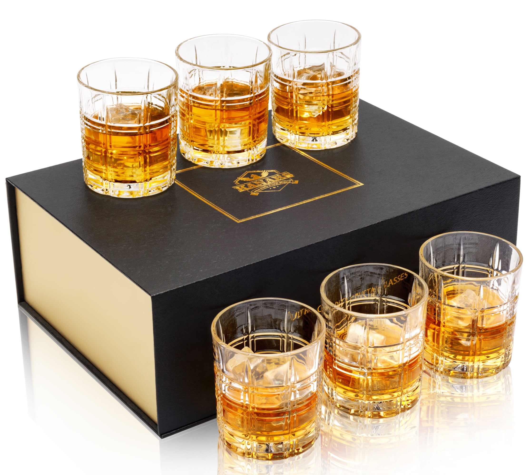 KANARS Old Fashioned Whiskey Glasses with Luxury Box, Men Gift for