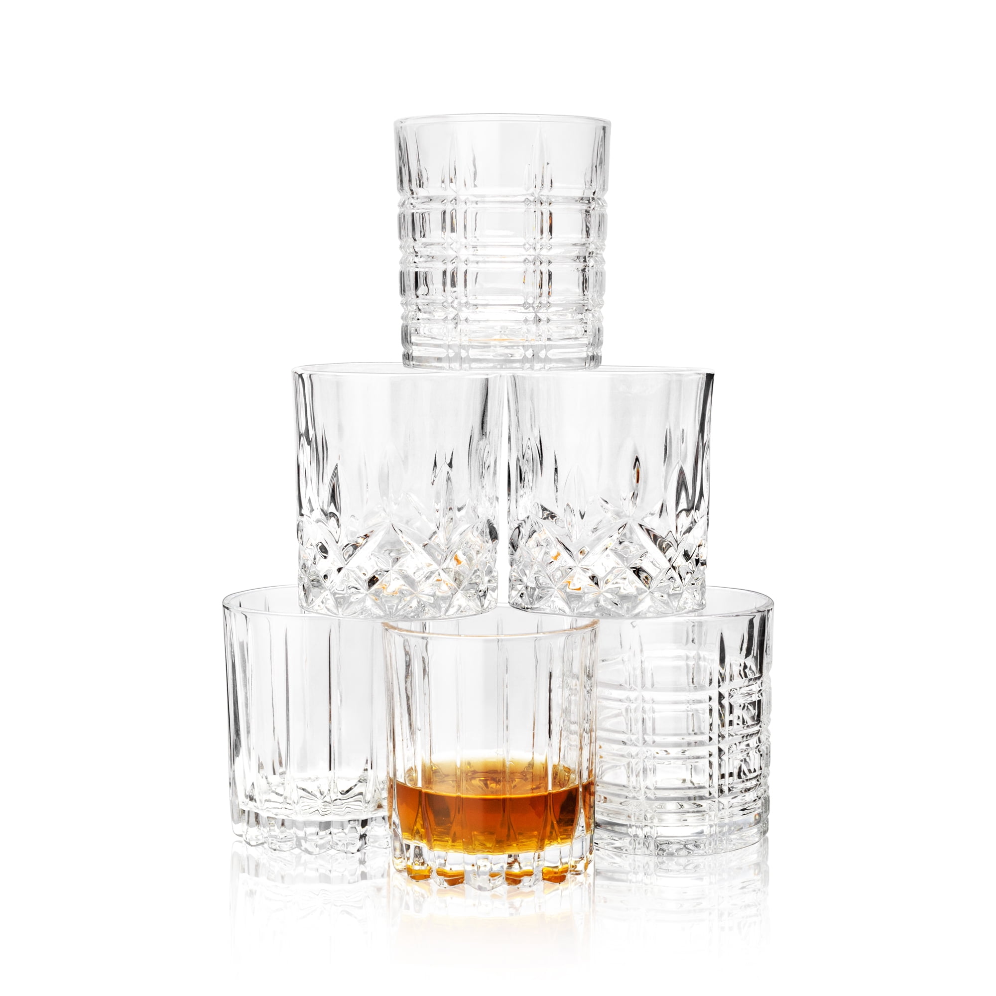 KANARS Whiskey Glasses Mixed, 10 Oz Scotch Glasses Set of 6, Rock Bar