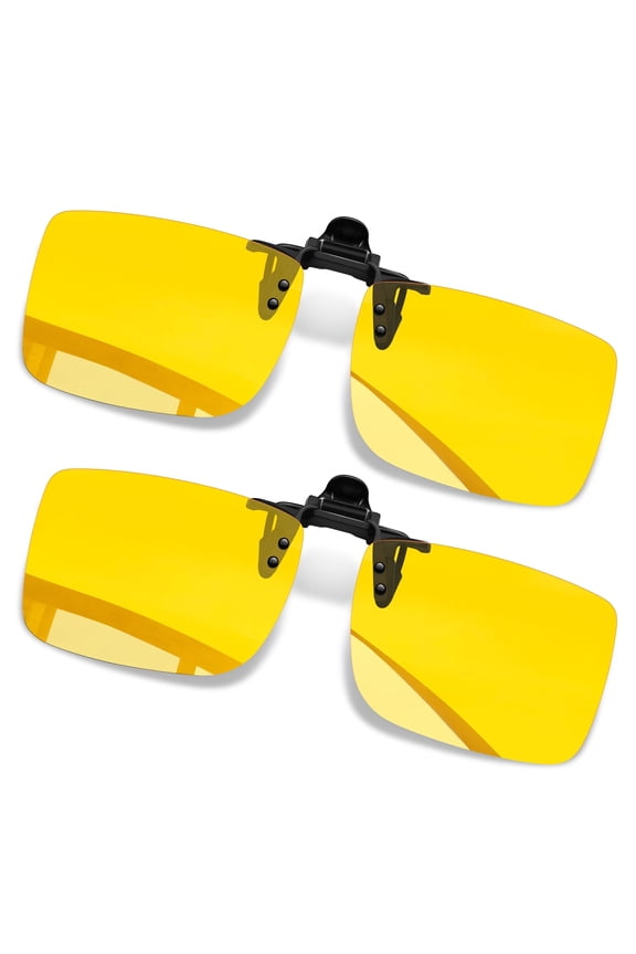 2 Pack Clip on Night Driving Glasses Women, Night Vision Glasses Men Anti Reflect UV400 Protection Cycling Fishing Yellow
