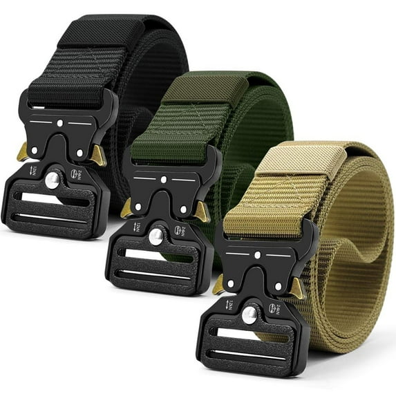 KANASTAL 3 Packs Nylon Belt for Men Women, Web Work Belt with Heavy Quick Release Buckle