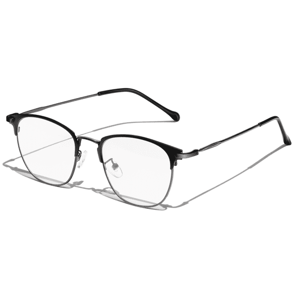 KANASTAL Anti Blue Light Glasses Men Metal Half Rim Computer Reading Gaming Glasses Blue Light Blocking Anti Fatigue for Digital Screen Grey Frame