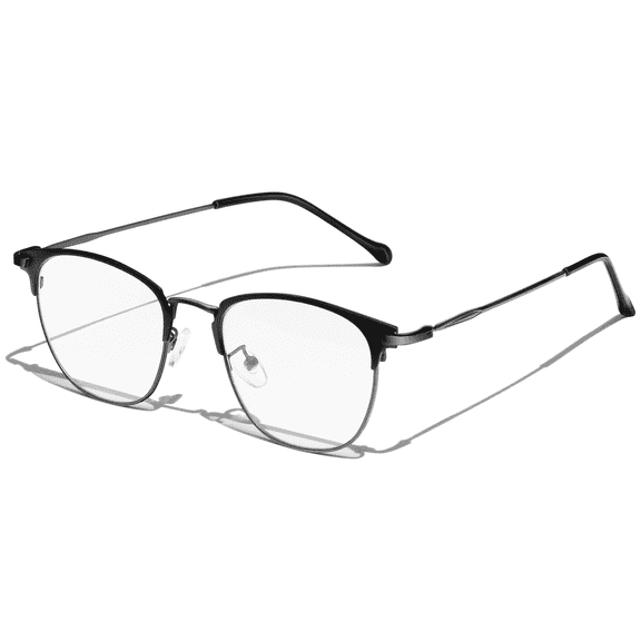 KANASTAL Anti Blue Light Glasses Men Metal Half Rim Computer Reading Gaming Glasses Blue Light Blocking Anti Fatigue for Digital Screen Grey Frame