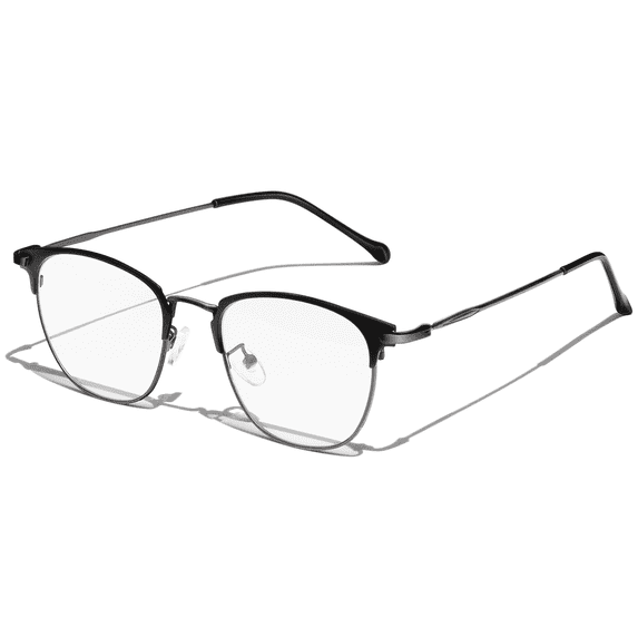 KANASTAL Anti Blue Light Glasses Men Metal Half Rim Computer Reading Gaming Glasses Blue Light Blocking Anti Fatigue for Digital Screen Grey Frame