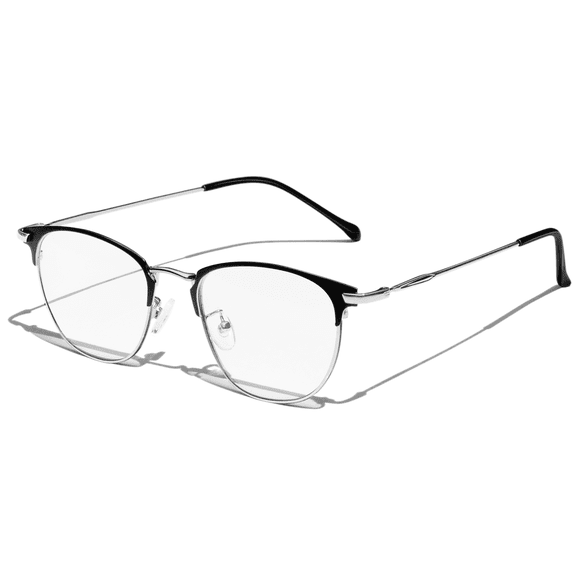 KANASTAL Anti Blue Light Glasses Men Metal Half-rim Computer Reading Gaming Glasses Blue Light Blocking Anti Fatigue for Digital Screen Silver Frame