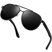 KANASTAL Aviator Sunglasses Polarized for Men Women, Sping Hinge Black Shades Sun Glasses Retro Driving Summer Vacation Beach
