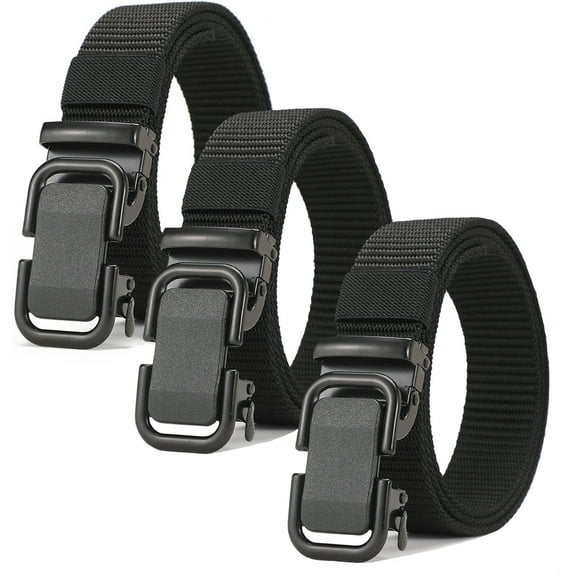 KANASTAL Belt for Men, 3Pack Black Nylon Web with Quick Release Buckle, Ideal for Work