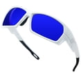 thumbnail image 1 of KANASTAL Blue Sports Sunglasses Mens Polarized Wrap Around Mirrored Womens Rectangular Running Cycling Driving Golf UV400 Protection - White Frame Deep Blue Lens, 1 of 8