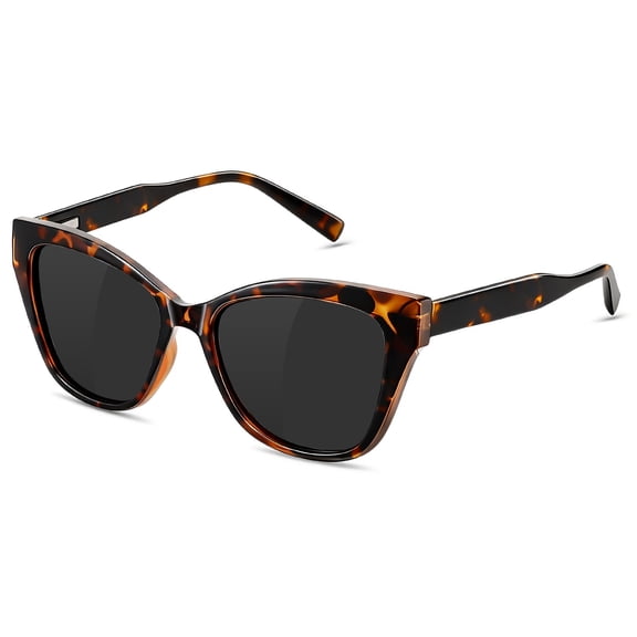 KANASTAL Cat Eye Sunglasses Polarized for Women Men Tortoieshell Acetate-TR90 Frame Retro Fashion Pointy Party Sun Glasses Driving Traveling Black Lens