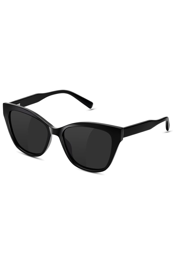 Cateye Sunglasses Polarized for Women Men Acetate-TR90 Frame Retro Pointy Party Sun Glasses Driving Traveling Black Lens