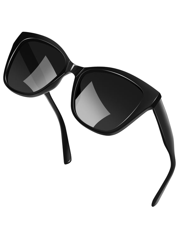 Cateye Sunglasses Polarized for Women Men Acetate-TR90 Frame Retro Pointy Party Sun Glasses Driving Traveling Black Lens