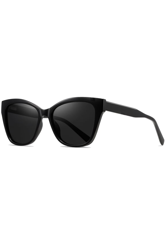 Cateye Sunglasses Polarized for Women Men Acetate-TR90 Frame Retro Pointy Party Sun Glasses Driving Traveling Black Lens