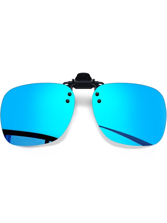 Clip on Sunglasses Polarized over Glasses Women Mirrored Flip up Sun Glasses Men UV Protection Driving Running Blue Lens