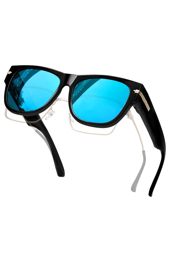 Fit over Glasses Sunglasses for Women Polarized Blue Mirrored Square Sunglasses over Glasses Men Oversized Trendy Square Shades for Driving