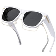 KANASTAL Fit over Glasses Sunglasses for Women Polarized White Square Sunglasses over Glasses Men Trendy Square Shades for Driving
