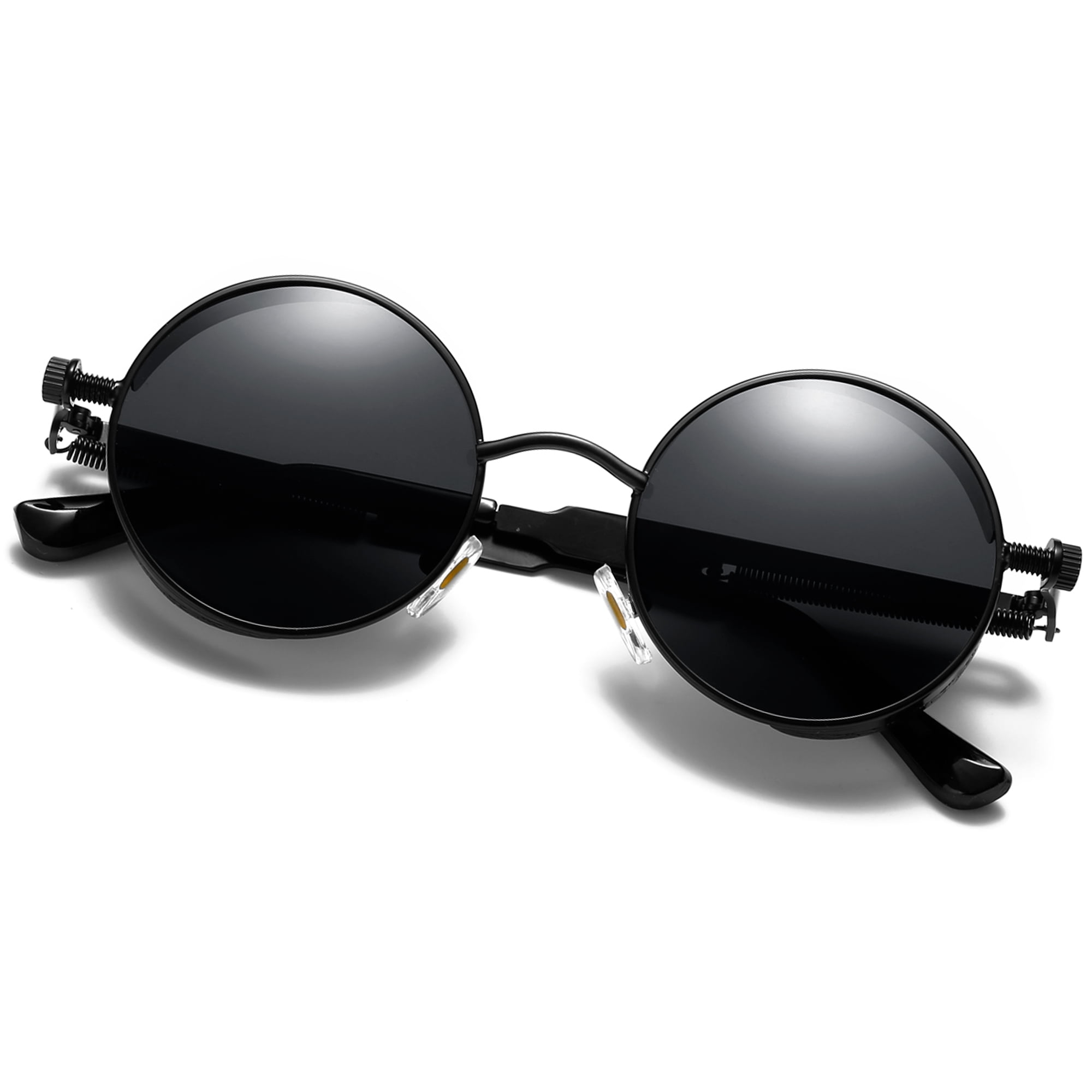 Round Sunglasses for Men Women  Circle Style UV400 Lenses Unisex FEISEDY Retro Round Polarized Sunglasses for Women Men  main image 3