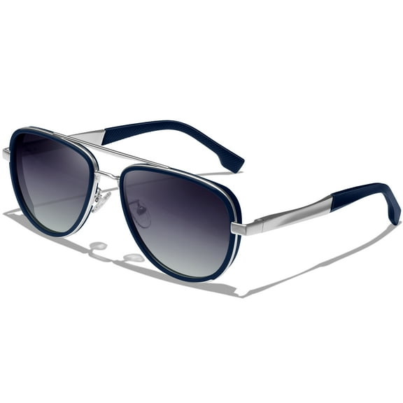 KANASTAL Men's Women's Vintage Round Aviation Sunglasses - Polarized Lenses UV400 Protection, Lightweight Frame with Double Bridge & Spring Hinges