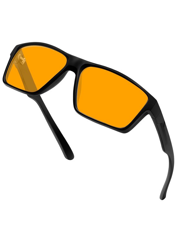 Orange Blue Light Blocking Glasses Mens Gaming Glasses Blue Light Filter Computer Screen Women Anti Glare UV400 - Black Frame Orange Lens