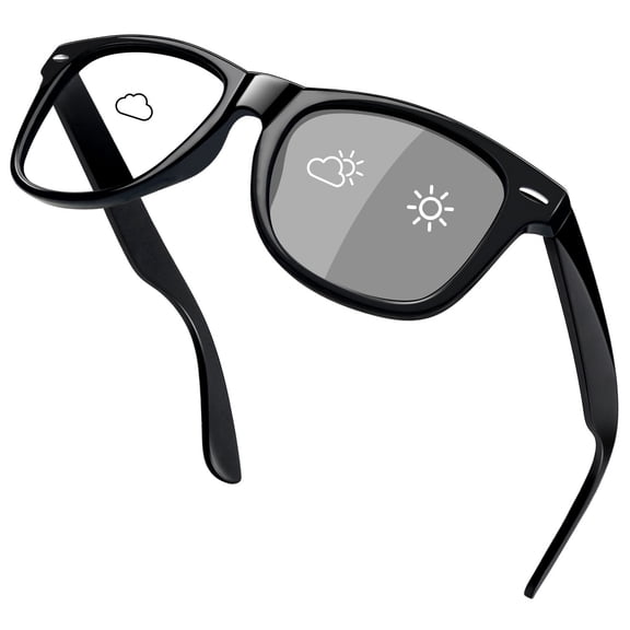 KANASTAL Photochromic Blue Light Glasses Women Men Blue Light Blocking Computer Glasses Color Changing Anti Eyestrain, Anti Glare Black Frame