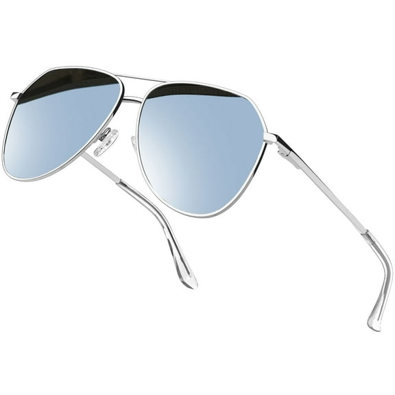 KANASTAL Polarized Aviation Sunglasses for Men Women Classic Silver Mirrored Lens UV Protection Driving Sun Glasses Metal Frame