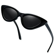KANASTAL Polarized Cat Eye Sunglasses for Women, Trendy Retro Narrow Pointy Cateye Womens Sun Glasses with Polarized UV400 Protection Party Black Sunglasses