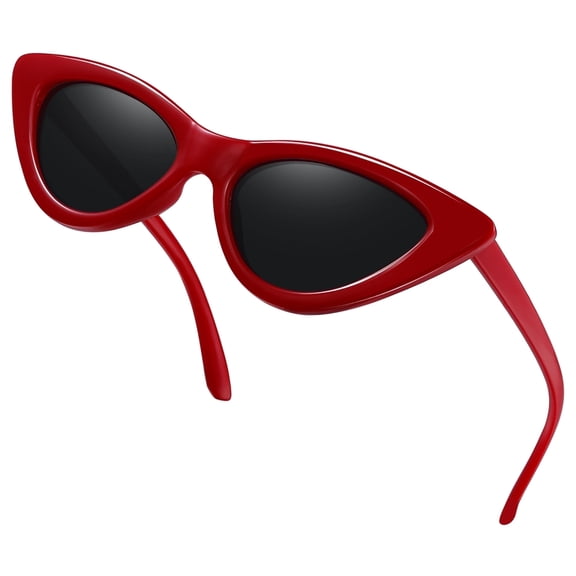 KANASTAL Polarized Cat Eye Sunglasses for Women, Trendy Retro Narrow Pointy Cateye Womens Sun Glasses with Polarized UV400 Protection Party Sunglasses Red