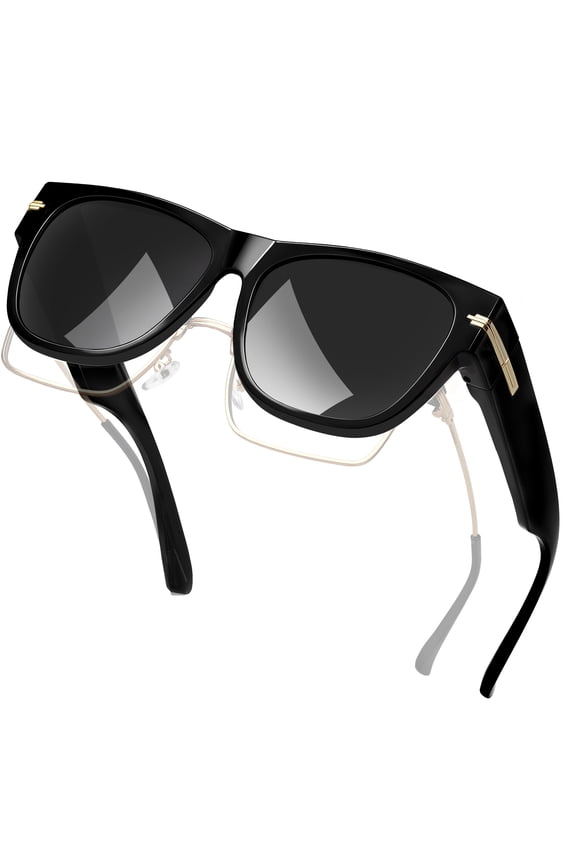 Polarized Fit over Glasses Sunglasses for Women Trendy Square Black Over Glasses Shades for Driving