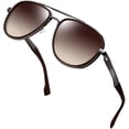 thumbnail image 1 of KANASTAL Pilot Sunglasses for Men Women Polarized Sun Glasses UV Protection, Retro Double Bridge Design, Adjustable Spring Hinges, Driving Shades Gradient Brown Lens, 1 of 7