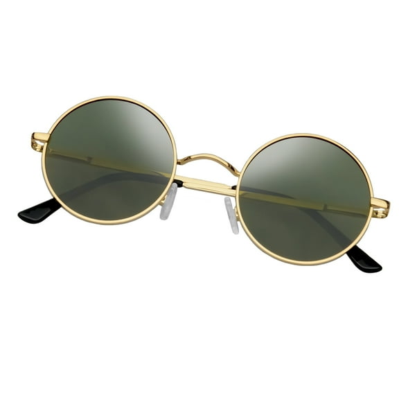 KANASTAL Round Sunglasses Polarized for Women Men Sun Glasses Circle Hippie Style Retro UV400 Protection Deep Green Lens