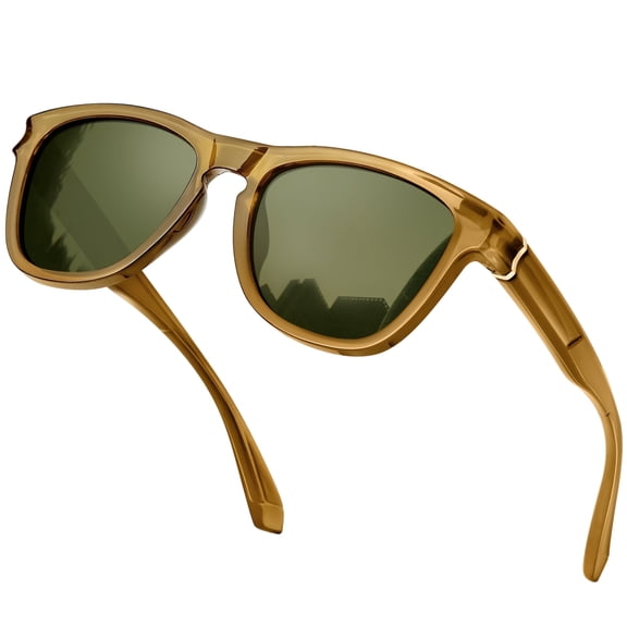 KANASTAL Polarized Square Sunglasses for Men Women, Lightweight Sun Glasses with UV Protection for Driving Fishing Black(Green)