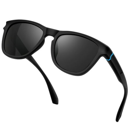 KANASTAL Polarized Square Sunglasses for Men Women, Lightweight Sun Glasses with UV Protection for Driving Fishing Black