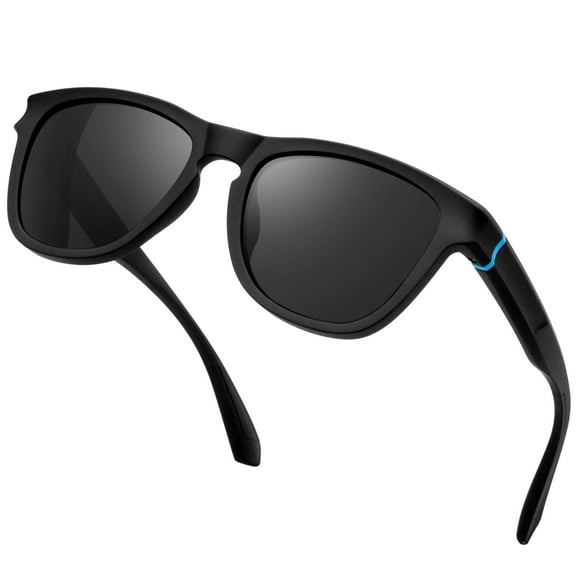 KANASTAL Polarized Square Sunglasses for Men Women, Lightweight Sun Glasses with UV Protection for Driving Fishing Black